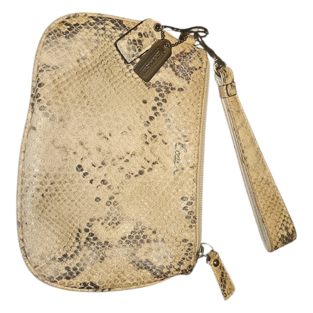Coach Python Snakeskin Embossed Largr Zip Wristlet - image 1